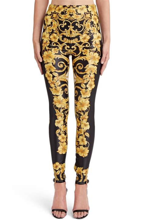 versace hibiscus print leggings|Women's Designer Leggings & Yoga Pants .